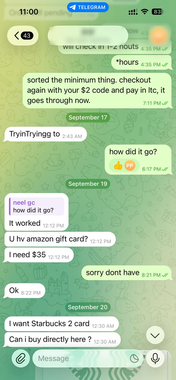 Amazon gift card paid in LTC